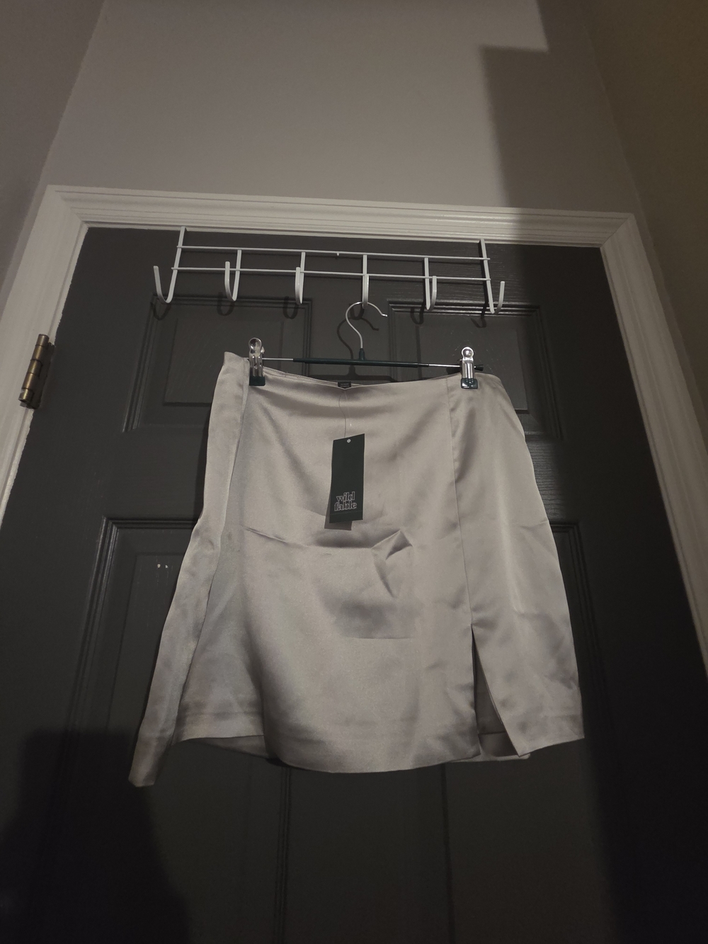 wild fable Satin Mini Skirt in Light Gray